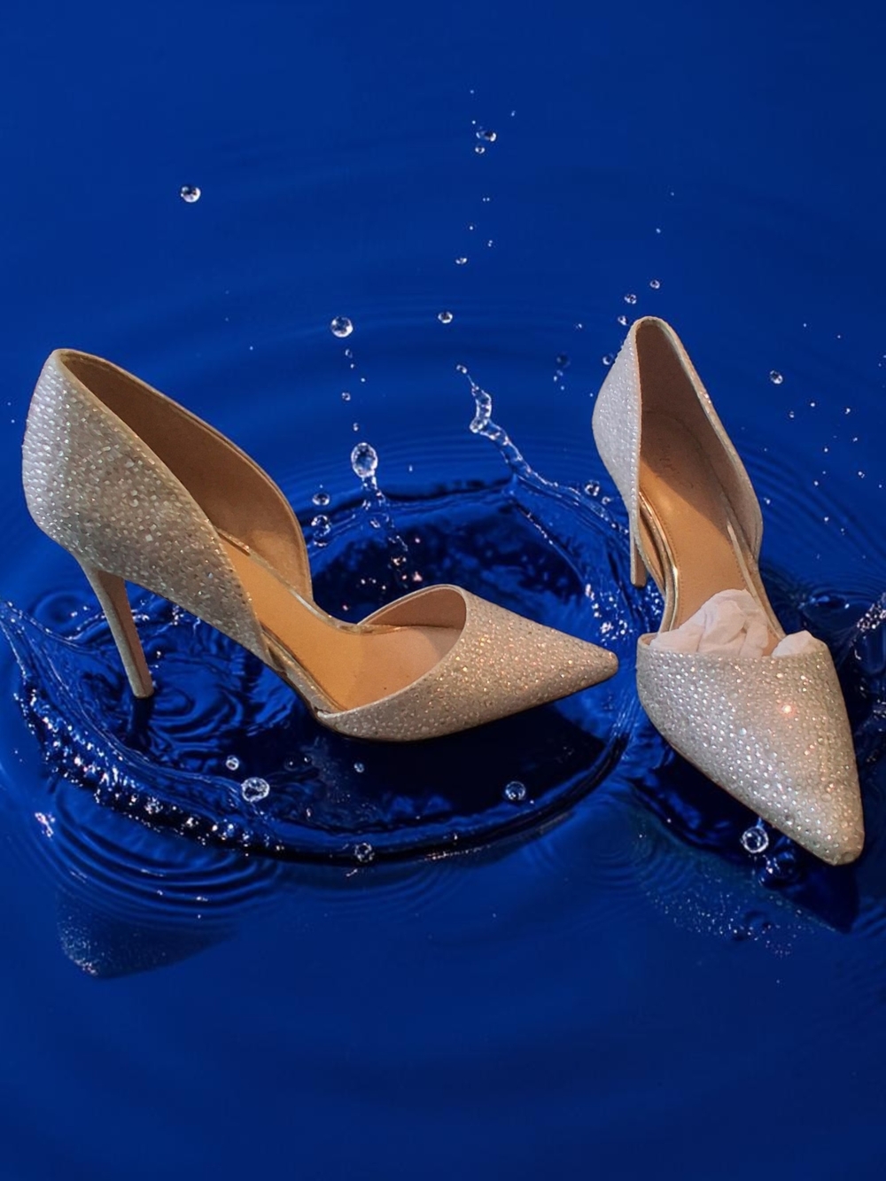Jewel Badgley Mischka Sparkling Ivory D'Orsay Pointed-Toe Pumps Women Shoe Sz 10